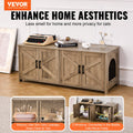 Wooden Cat Litter Box Enclosure Furniture Hidden 2 Room Greige