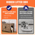 Wooden Cat Litter Box Enclosure Furniture Hidden 2 Room Greige