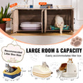 Wooden Cat Litter Box Enclosure Furniture Hidden 2 Room Greige