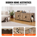 Wooden Cat Litter Box Enclosure Furniture Hidden 2 Room Greige
