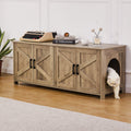 Wooden Cat Litter Box Enclosure Furniture Hidden 2 Room Greige
