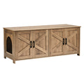 Wooden Cat Litter Box Enclosure Furniture Hidden 2 Room Greige