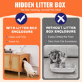 Wooden Cat Litter Box Enclosure Furniture Hidden 2 Cats