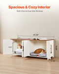 Cat Litter Box Enclosure 120cm 4 Doors Hidden Cabinet Wooden Brown White
