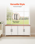 Cat Litter Box Enclosure 120cm 4 Doors Hidden Cabinet Wooden Brown White