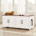 Cat Litter Box Enclosure 120cm 4 Doors Hidden Cabinet Wooden Brown White
