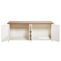 Cat Litter Box Enclosure 120cm 4 Doors Hidden Cabinet Wooden Brown White