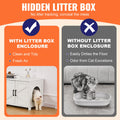 Wooden Cat Litter Box Enclosure Furniture Hidden 2 Room White