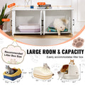 Wooden Cat Litter Box Enclosure Furniture Hidden 2 Room White