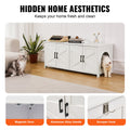Wooden Cat Litter Box Enclosure Furniture Hidden 2 Room White