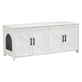Wooden Cat Litter Box Enclosure Furniture Hidden 2 Room White