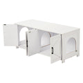 Wooden Cat Litter Box Enclosure Furniture Hidden 2 Room White