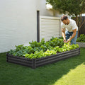 Metal Raised Garden Bed 8x4x1ft Galvanised Planter Box Dark Gray