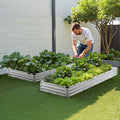 Metal Raised Garden Bed 12x4x1ft Galvanized Planter Box Silver