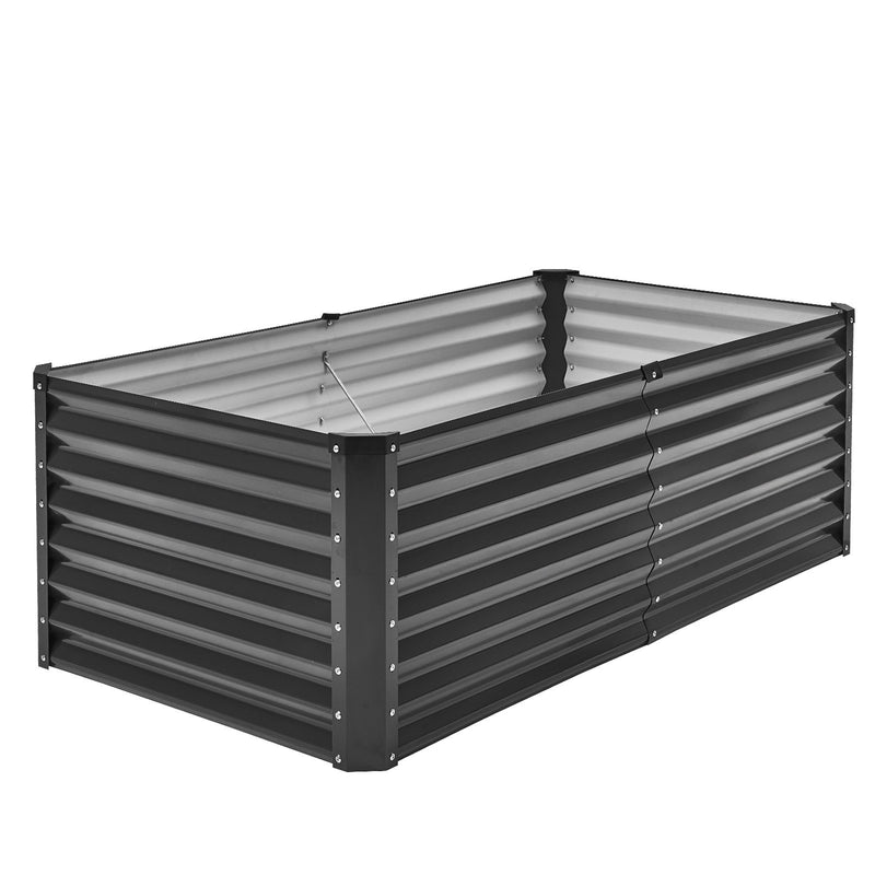 Metal Raised Garden Bed 6x3x2ft Galvanised Planter Box Dark Gray
