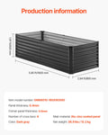 Metal Raised Garden Bed 6x3x2ft Galvanised Planter Box Dark Gray