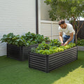 Metal Raised Garden Bed 6x3x2ft Galvanised Planter Box Dark Gray