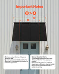 Metal Window Door Awning 1125x610mm Steel Frame Rain Snow Protection