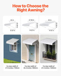 Aluminum Awning 1219x1066mm Door Window Canopy Rain Snow