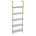 Industrial Pipe Shelf 5 Tier 182.5cm Gold White Wall Mount