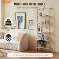 Industrial Pipe Shelf 5 Tier 182.5cm Gold White Wall Mount