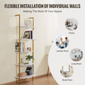 Industrial Pipe Shelf 5 Tier 182.5cm Gold White Wall Mount