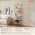 Industrial Pipe Shelf 5 Tier 182.5cm Gold White Wall Mount