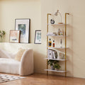 Industrial Pipe Shelf 5 Tier 182.5cm Gold White Wall Mount