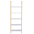 Industrial Pipe Shelf 5 Tier 182.5cm Gold White Wall Mount
