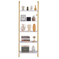 Industrial Pipe Shelf 5 Tier 182.5cm Gold White Wall Mount