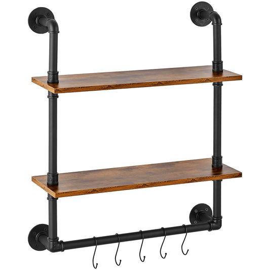 Industrial Pipe Shelf 2 Tier 24x7.87in Wall Mount Kitchen