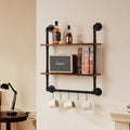 Industrial Pipe Shelf 2 Tier 24x7.87in Wall Mount Kitchen