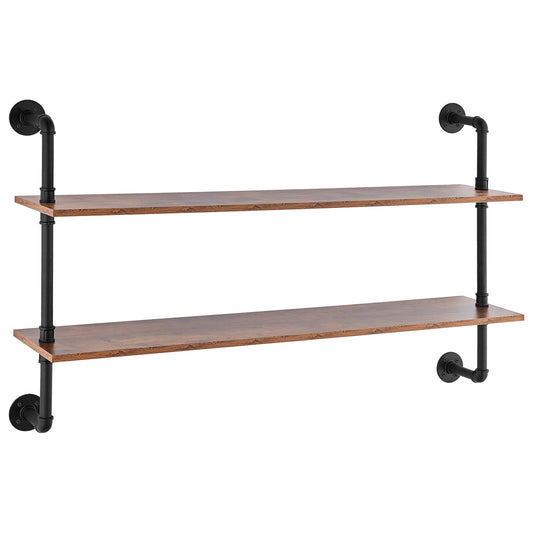 Industrial Pipe Shelf 2 Tier 48x9.84in Wall Mount Kitchen