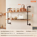 Industrial Pipe Shelf 2 Tier 48x9.84in Wall Mount Kitchen