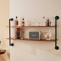 Industrial Pipe Shelf 2 Tier 48x9.84in Wall Mount Kitchen