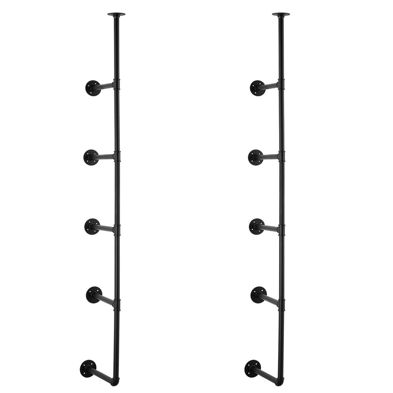 Industrial Pipe Shelf 5 Tier Wall Mount Floating Rustic Wood Brackets