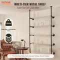 Industrial Pipe Shelf 5 Tier Wall Mount Floating Rustic Wood Brackets