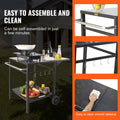 Outdoor BBQ Cart 55x55cm Double Shelf Foldable Food Prep Table Wheels