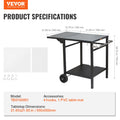 Outdoor BBQ Cart 55x55cm Double Shelf Foldable Food Prep Table Wheels