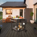 Outdoor BBQ Cart 55x55cm Double Shelf Foldable Food Prep Table Wheels