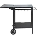 Outdoor BBQ Cart 55x55cm Double Shelf Foldable Food Prep Table Wheels