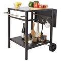 Outdoor BBQ Cart 55x55cm Double Shelf Foldable Food Prep Table Wheels