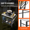 BBQ Grill Cart 85x55cm Double Shelf Stainless Steel Wheels