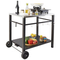 BBQ Grill Cart 85x55cm Double Shelf Stainless Steel Wheels
