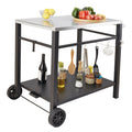 BBQ Grill Cart 85x55cm Double Shelf Stainless Steel Wheels