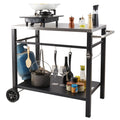 BBQ Grill Cart 85x55cm Double Shelf Stainless Steel Wheels