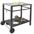 BBQ Dining Cart 85x55cm Double-Shelf Pizza Oven Food Prep Table