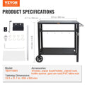 BBQ Dining Cart 85x55cm Double-Shelf Pizza Oven Food Prep Table