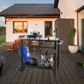 BBQ Dining Cart 85x55cm Double-Shelf Pizza Oven Food Prep Table
