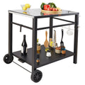 BBQ Dining Cart 85x55cm Double-Shelf Pizza Oven Food Prep Table